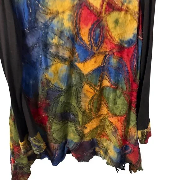 Paris Hues Long Sleeve Multicolor Tunic Top With Black Accents Sz L tunic - Picture 11 of 12